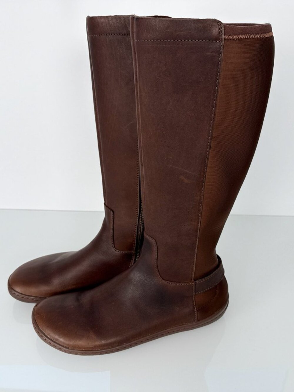 Vivobarefoot Knee-High Boots EUR 39L Brown Leather Wide Calf Zip - Picture 3 of 13